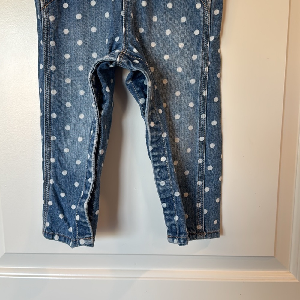 Baby Girl OshKosh Polka Dot Denim Overalls 24 Months - Picture 3 of 11
